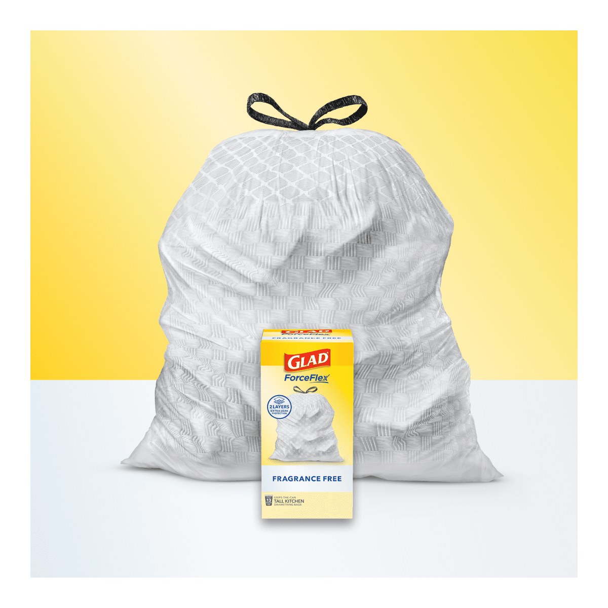 GLAD ForceFlex Tall Kitchen Drawstring Trash Bags, 13 Gal. — Unscented