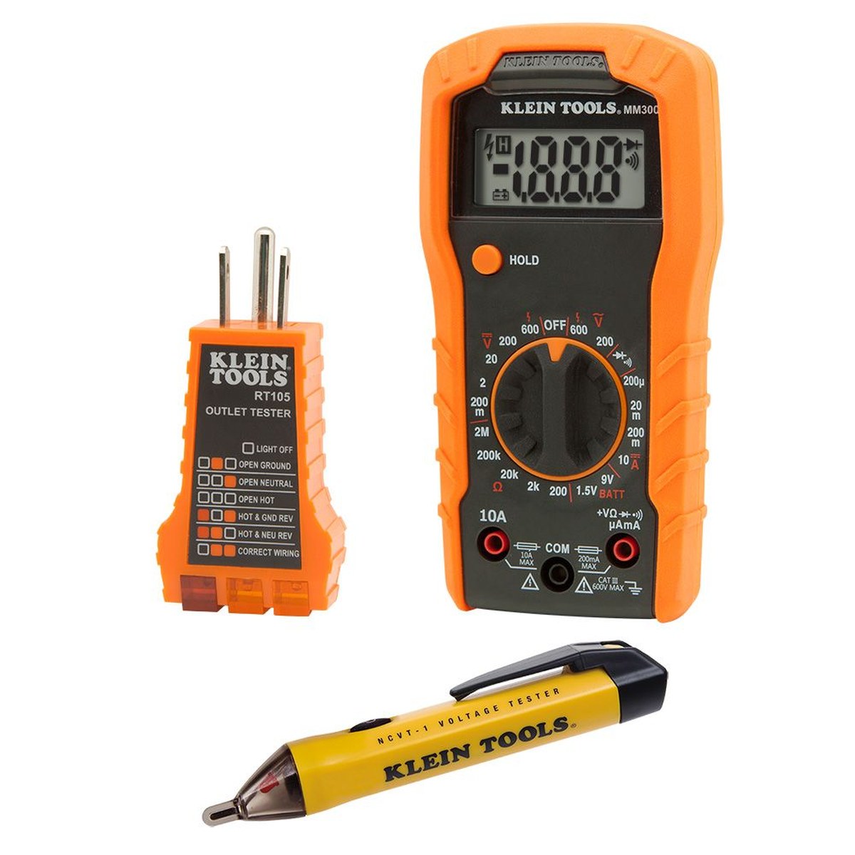 KLEIN TOOLS Electrical Test Kit — Multimeter, Non-Contact Tester, Outlet Tester (69149)