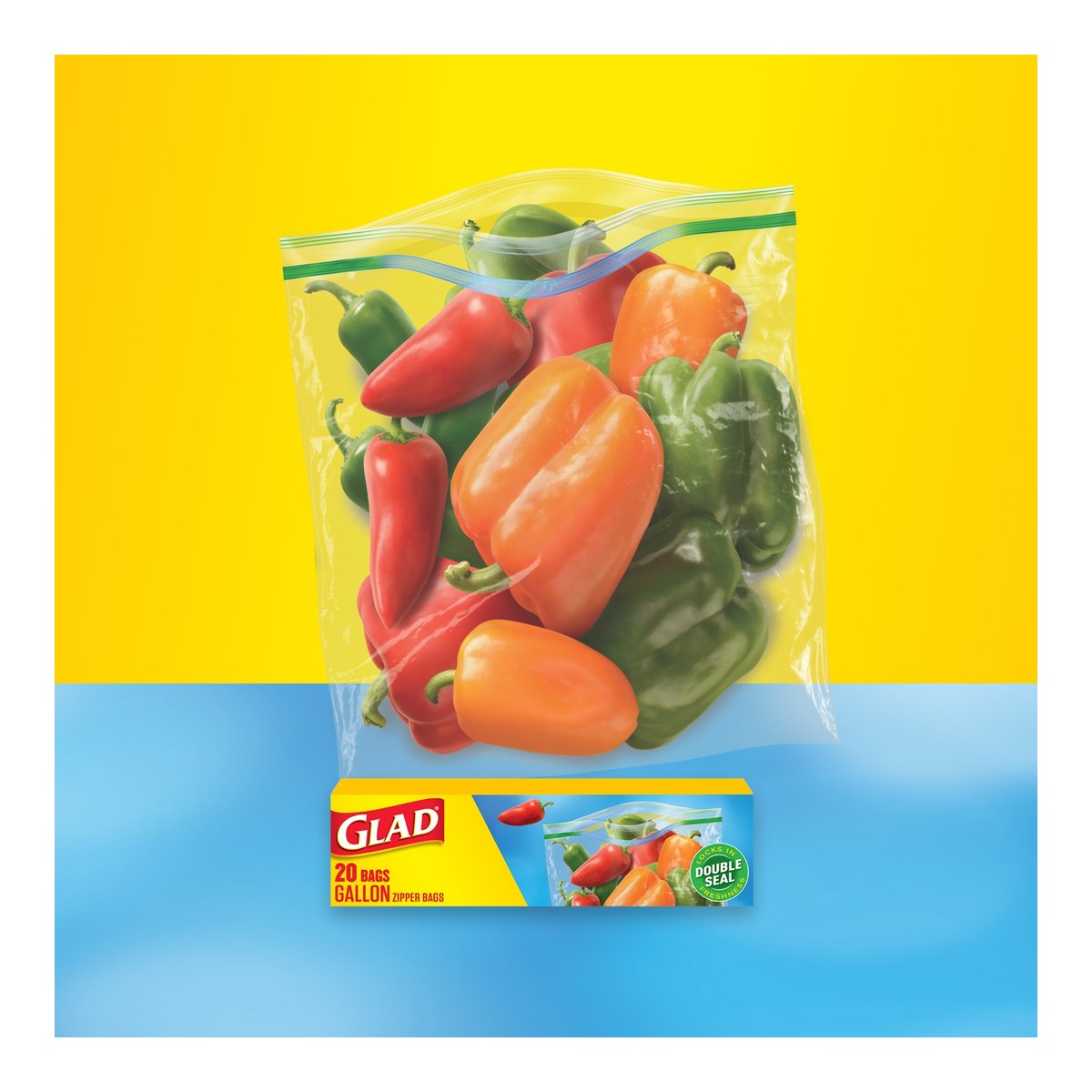 GLAD Zipper Food Storage Bags, Gallon Size