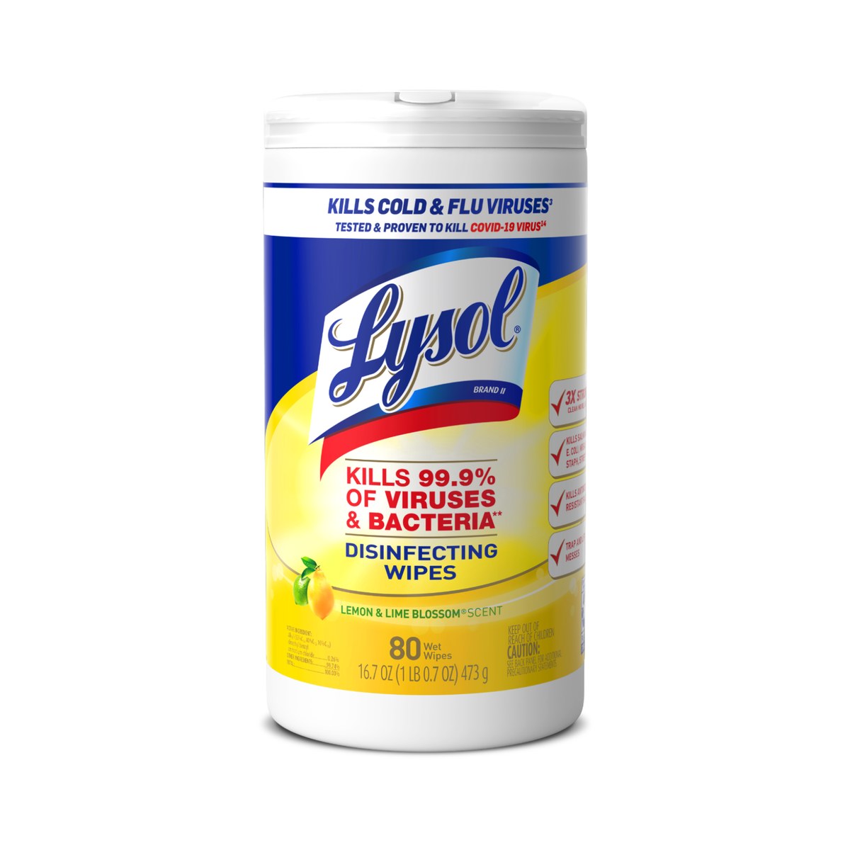 LYSOL Disinfecting Wipes — Lemon & Lime Blossom (80 ct.)