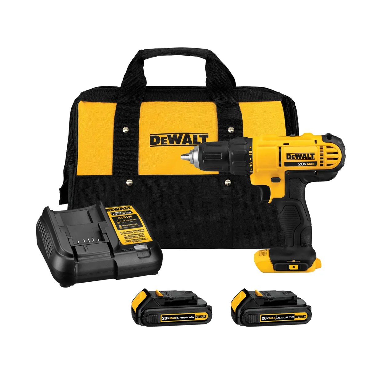 DEWALT 20V MAX Cordless Drill/Driver Kit (DCD771C2)